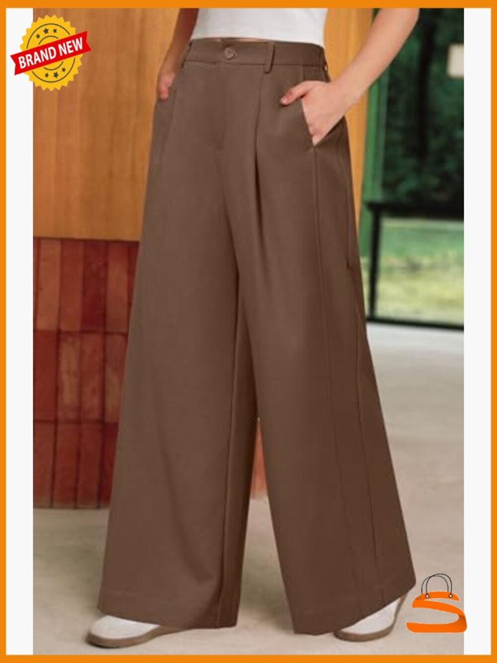 Wide Leg Linen Blend Palazzo Pants Trousers Business Casual - Picture 3 of 7